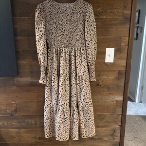 Cheetah print Long Sleeve Dress